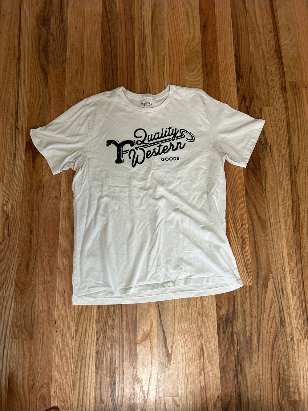 Tecovas White Short Sleeve T-Shirt with Black 'Quality Western Goods' Script